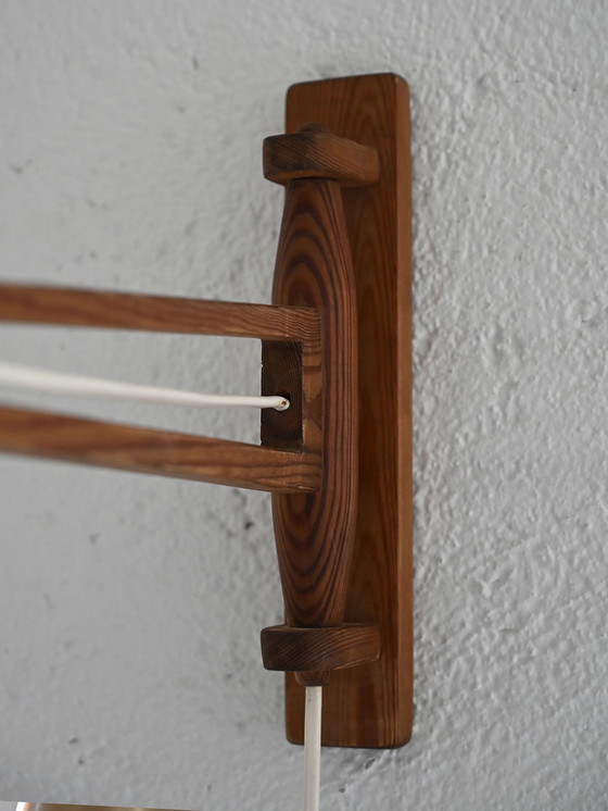 Image 1 of 1960S Danish Teak Wandleuchte mit verstellbarem Arm und Metallschirm