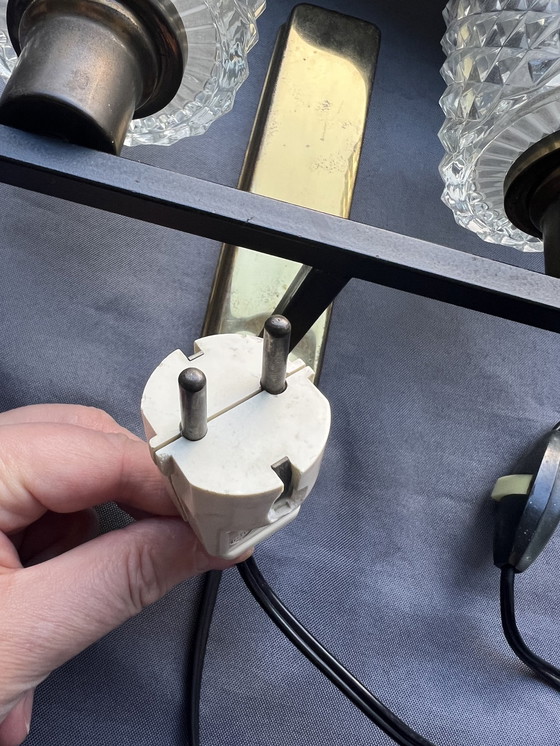 Image 1 of Dänische Doppelwandleuchte mit Kristallglasschirmen