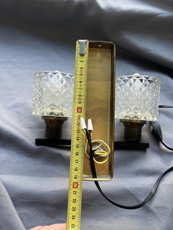 Image 1 of Dänische Doppelwandleuchte mit Kristallglasschirmen