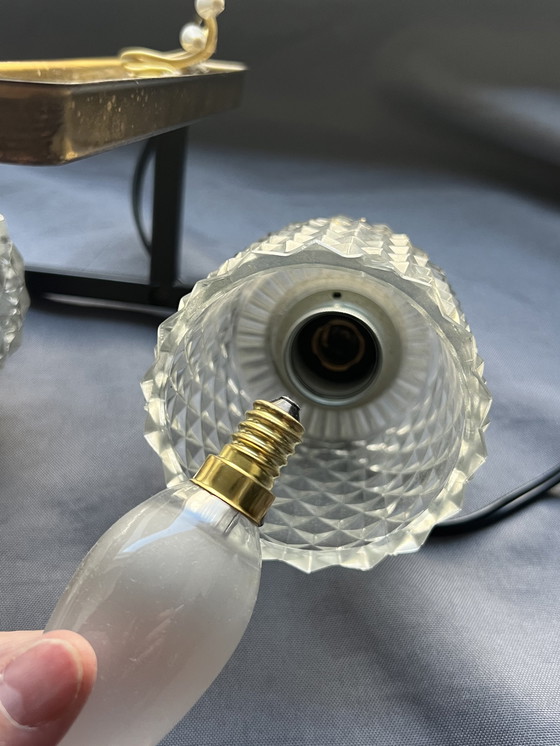 Image 1 of Dänische Doppelwandleuchte mit Kristallglasschirmen