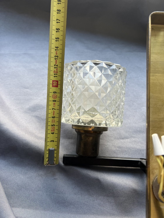 Image 1 of Dänische Doppelwandleuchte mit Kristallglasschirmen