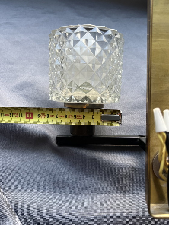 Image 1 of Dänische Doppelwandleuchte mit Kristallglasschirmen