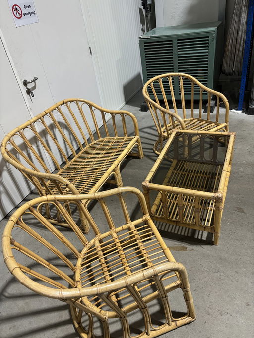 Vintage-Rattan-Garnitur