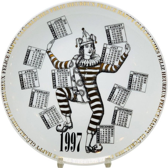 Image 1 of Vintage Piero Fornasetti Kalender Porzellanteller für das Jahr 1997s