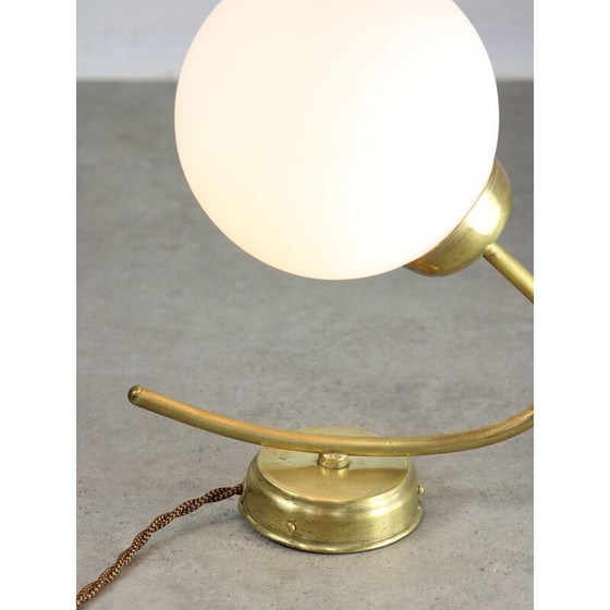 Image 1 of Wandlampe aus Messing und Opalin, Italien