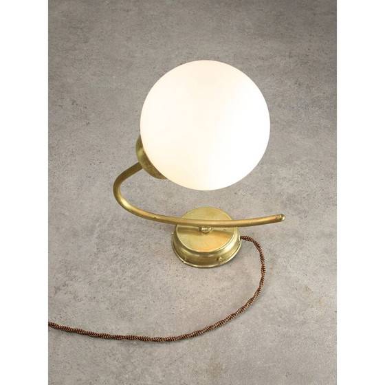 Image 1 of Wandlampe aus Messing und Opalin, Italien