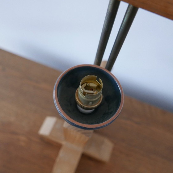 Image 1 of Vintage Tischlampen aus Eiche und Keramik von Guillerme et Chambron, Frankreich 1960