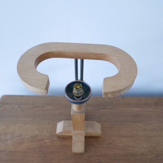 Image 1 of Vintage Tischlampen aus Eiche und Keramik von Guillerme et Chambron, Frankreich 1960