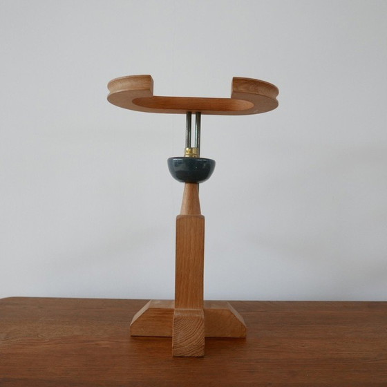 Image 1 of Vintage Tischlampen aus Eiche und Keramik von Guillerme et Chambron, Frankreich 1960