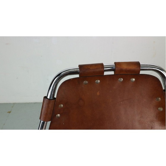 Image 1 of Vintage-Barhocker aus Leder, Frankreich 1960