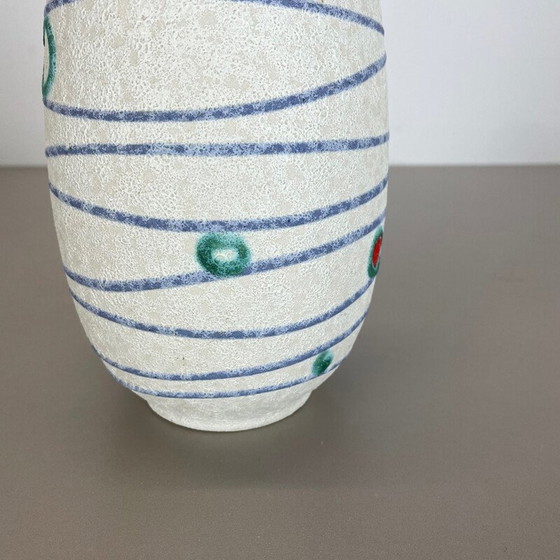 Image 1 of Bunte Vintage Keramik Vase "Streifen und Punkte" für Jasba Keramik, Deutschland 1950er Jahre