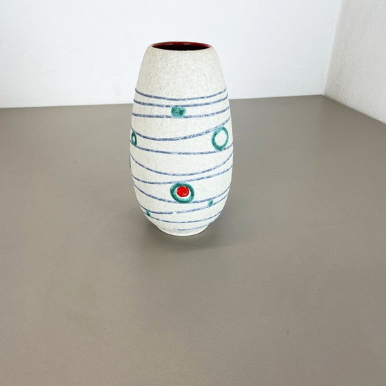 Image 1 of Bunte Vintage Keramik Vase "Streifen und Punkte" für Jasba Keramik, Deutschland 1950er Jahre