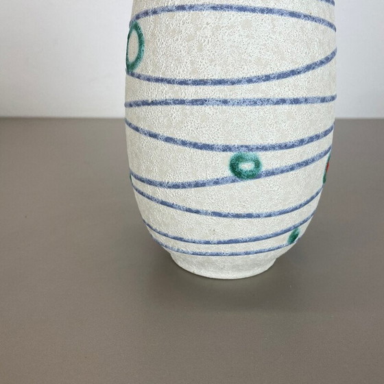 Image 1 of Bunte Vintage Keramik Vase "Streifen und Punkte" für Jasba Keramik, Deutschland 1950er Jahre