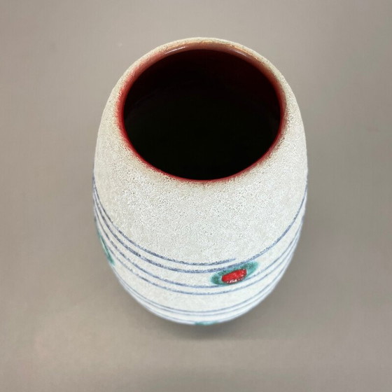 Image 1 of Bunte Vintage Keramik Vase "Streifen und Punkte" für Jasba Keramik, Deutschland 1950er Jahre