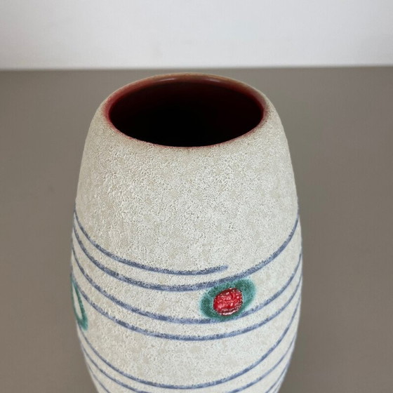 Image 1 of Bunte Vintage Keramik Vase "Streifen und Punkte" für Jasba Keramik, Deutschland 1950er Jahre