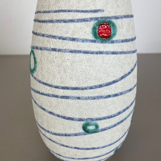 Image 1 of Bunte Vintage Keramik Vase "Streifen und Punkte" für Jasba Keramik, Deutschland 1950er Jahre