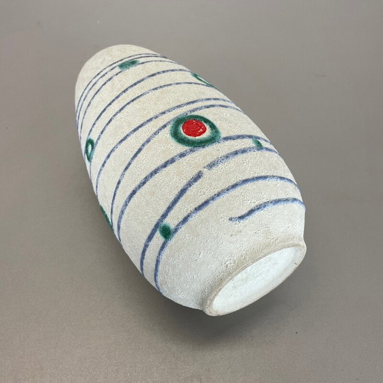 Image 1 of Bunte Vintage Keramik Vase "Streifen und Punkte" für Jasba Keramik, Deutschland 1950er Jahre