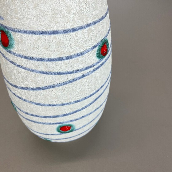 Image 1 of Bunte Vintage Keramik Vase "Streifen und Punkte" für Jasba Keramik, Deutschland 1950er Jahre
