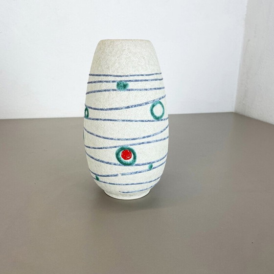 Image 1 of Bunte Vintage Keramik Vase "Streifen und Punkte" für Jasba Keramik, Deutschland 1950er Jahre