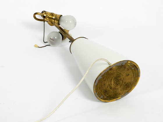 Image 1 of Große Tischlampe von KPM aus den 1960er Jahren aus Porzellan und plissiertem Seidenlampenschirm mit buntem Blumenmuster