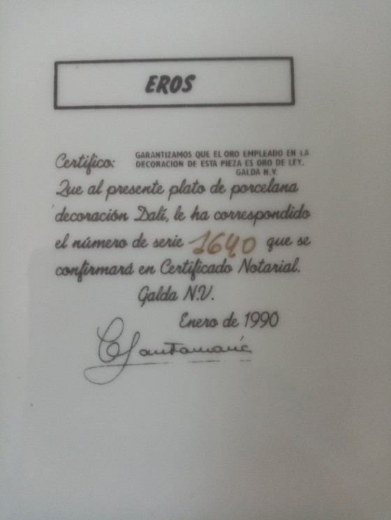 Image 1 of Design-Teller "Eros" Nummeriert 1640 von Salvador Dali 90s