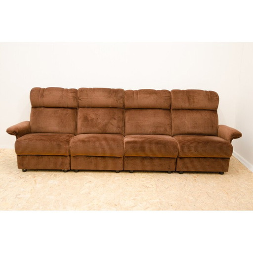 Vintage 3-Sitzer Sofa aus Sperrholz und Stoff, Westeuropa 1980