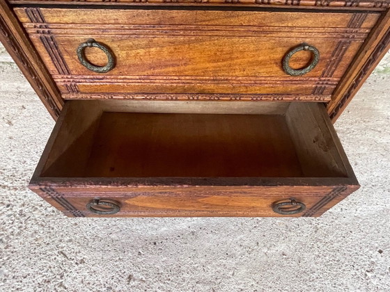 Image 1 of Französischer Louis XVI-Vitrinenschrank mit 5 Schubladen, 1940er Jahre