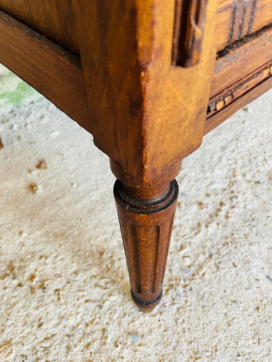 Image 1 of Französischer Louis XVI-Vitrinenschrank mit 5 Schubladen, 1940er Jahre