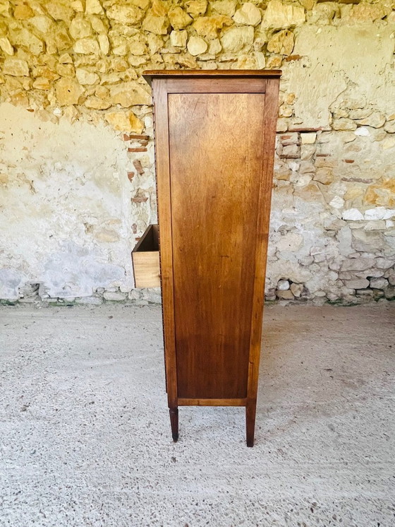 Image 1 of Französischer Louis XVI-Vitrinenschrank mit 5 Schubladen, 1940er Jahre