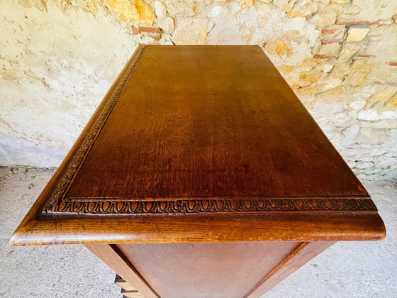 Image 1 of Französischer Louis XVI-Vitrinenschrank mit 5 Schubladen, 1940er Jahre