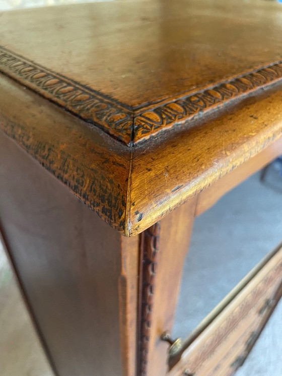 Image 1 of Französischer Louis XVI-Vitrinenschrank mit 5 Schubladen, 1940er Jahre