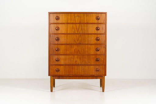 Bow Front Chest of Drawers Kai Kristiansen (Dänemark, 1960er Jahre).