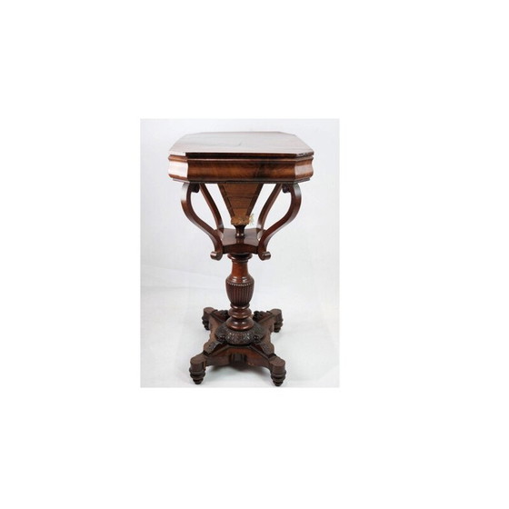 Image 1 of Vintage-Nähtisch aus Mahagoni auf einer Säule, 1840er Jahre