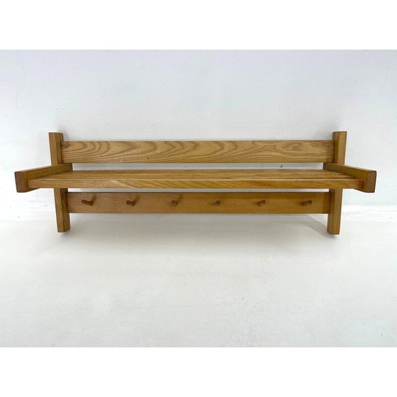 Image 1 of Mid Century Holzgarderobe mit klappbarem Regal, Tschechoslowakei