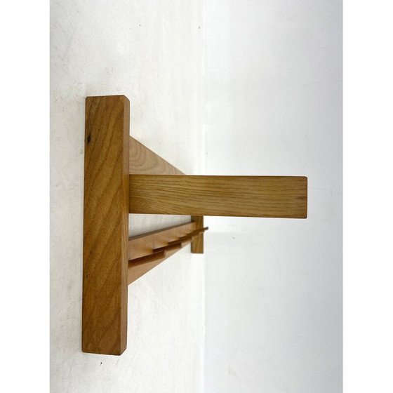 Image 1 of Mid Century Holzgarderobe mit klappbarem Regal, Tschechoslowakei