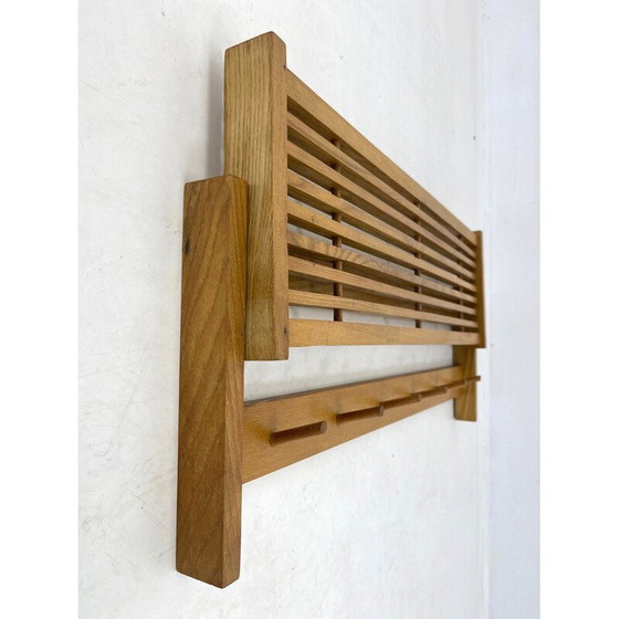 Image 1 of Mid Century Holzgarderobe mit klappbarem Regal, Tschechoslowakei