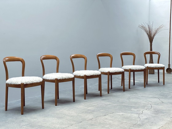 Image 1 of 6x Vintage Buche massiv Holz Esszimmer Stühle