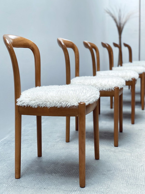 Image 1 of 6x Vintage Buche massiv Holz Esszimmer Stühle