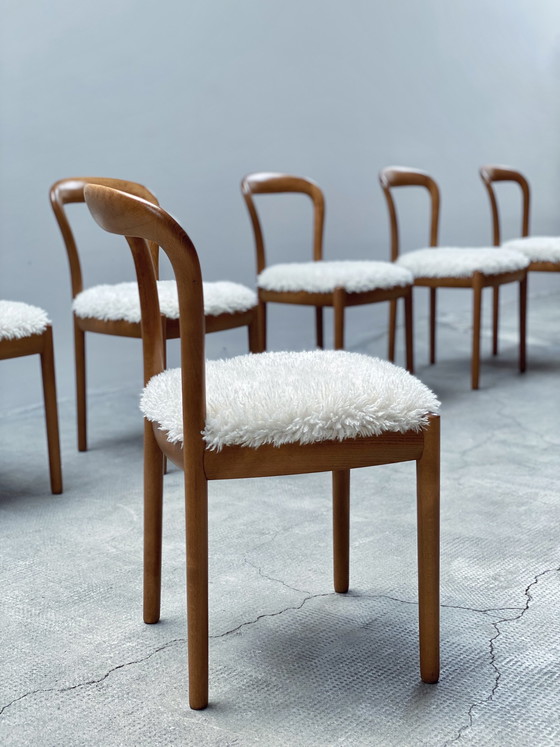 Image 1 of 6x Vintage Buche massiv Holz Esszimmer Stühle