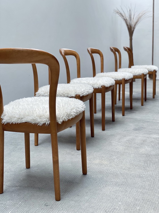 Image 1 of 6x Vintage Buche massiv Holz Esszimmer Stühle