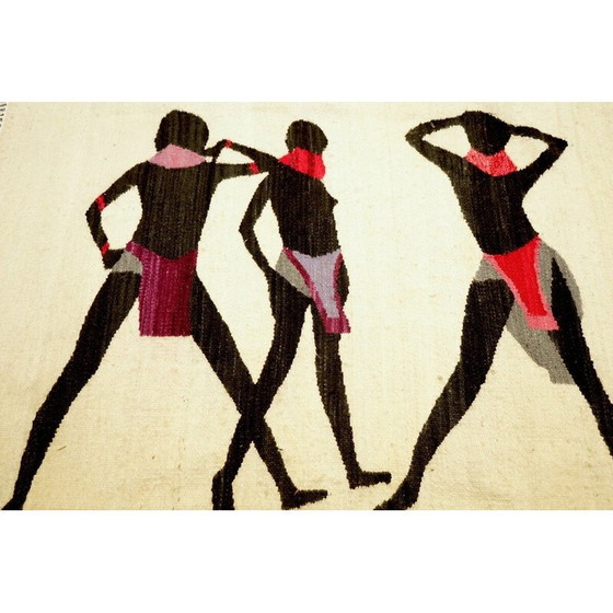 Image 1 of Alter Wollteppich mit Charaktermuster, 1970