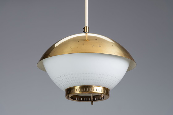 Image 1 of Großer Anhänger aus Messing und graviertem Glas