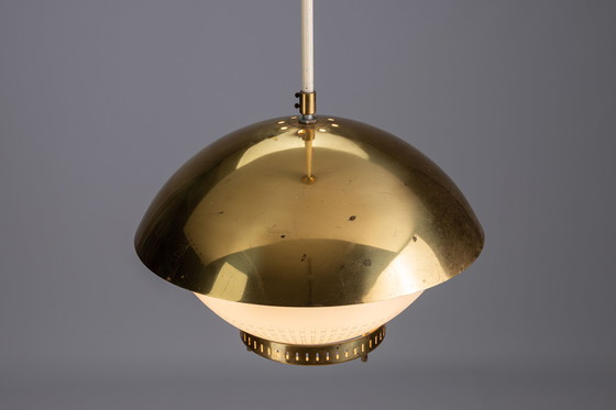 Image 1 of Großer Anhänger aus Messing und graviertem Glas