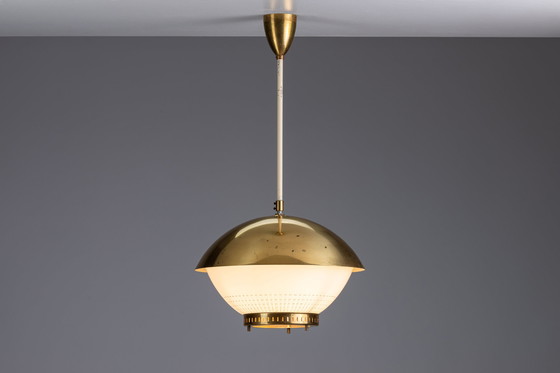 Image 1 of Großer Anhänger aus Messing und graviertem Glas