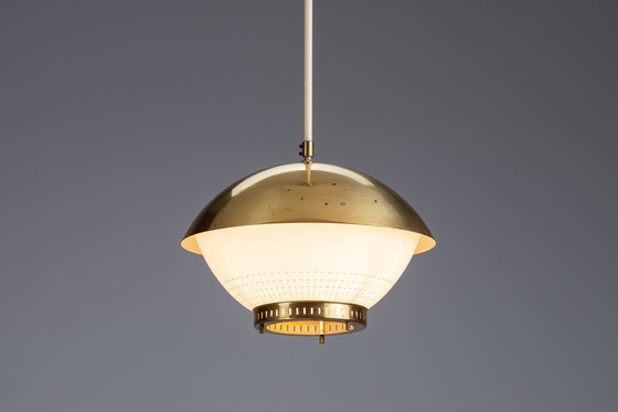 Image 1 of Großer Anhänger aus Messing und graviertem Glas