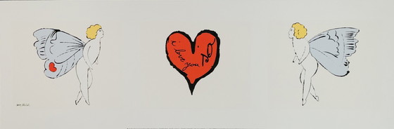 Image 1 of Andy Warhol: "Ich liebe dich so, Triptychon, 1957". Auf der Platte signiert.