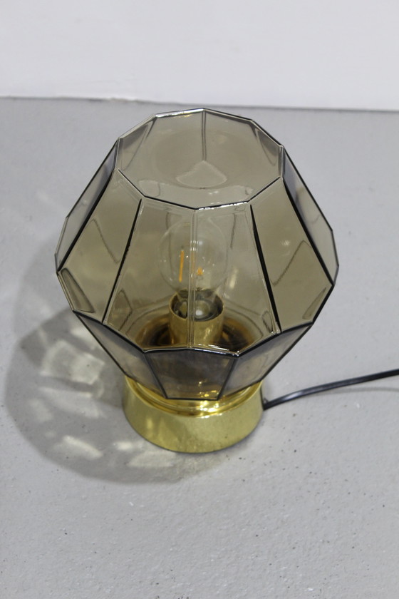 Image 1 of Vintage Deckenleuchte, Wandleuchte Glashütte Limburg - Rauchglas