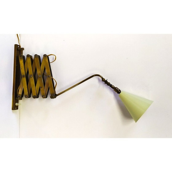 Image 1 of Alte Scherenwandlampe aus Messing, Italien 1940