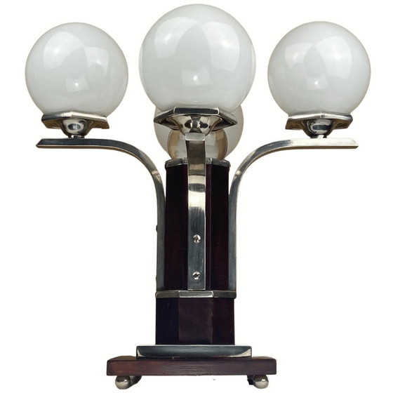 Image 1 of Art Deco Tischlampe aus Mahagoni, 1930er Jahre