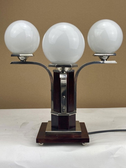 Art Deco Tischlampe aus Mahagoni, 1930er Jahre